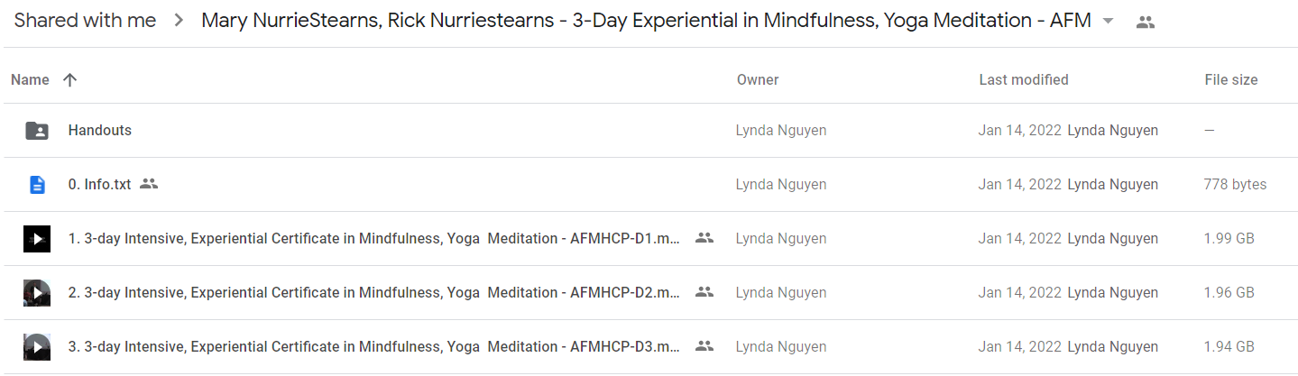 Mary NurrieStearns, Rick Nurriestearns - 3-Day Experiential in Mindfulness, Yoga Meditation - AFM