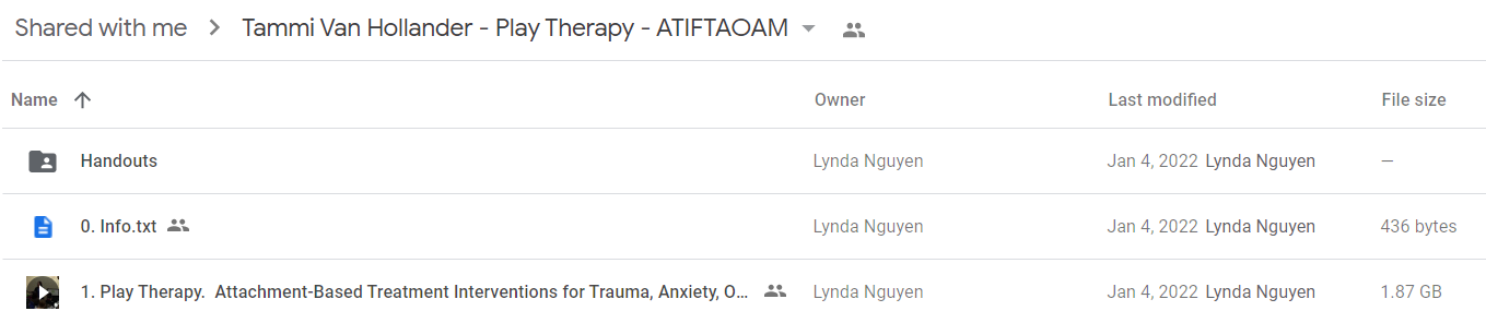 Tammi Van Hollander - Play Therapy - ATIFTAOAM