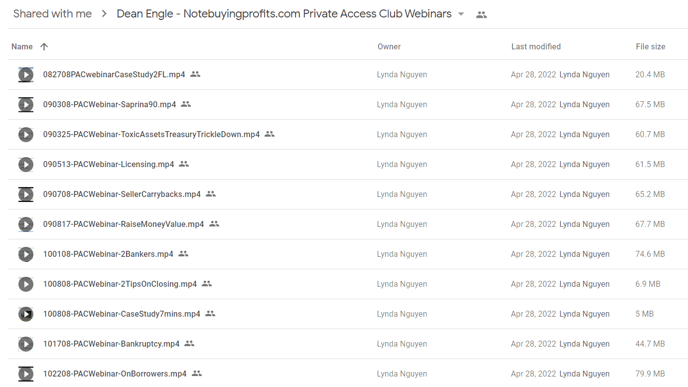 Dean Engle - Notebuyingprofits.com Private Access Club Webinars