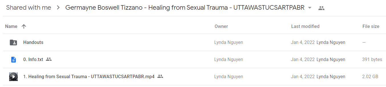 Germayne Boswell Tizzano - Healing from Sexual Trauma - UTTAWASTUCSARTPABR