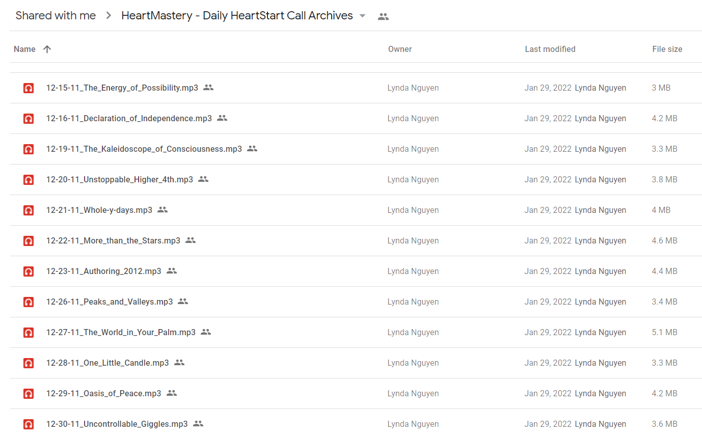 HeartMastery - Daily HeartStart Call Archives