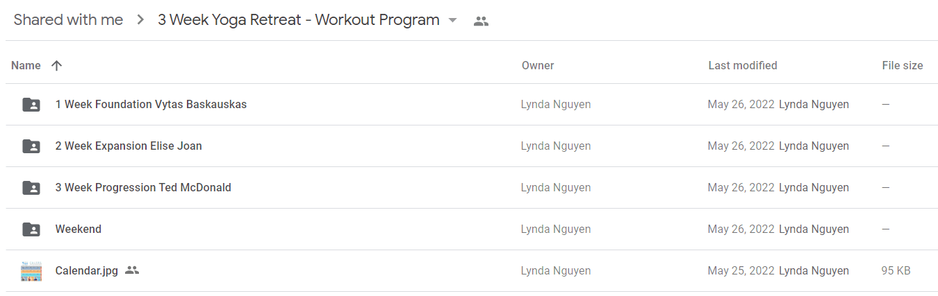 3 Week Yoga Retreat - Workout Program