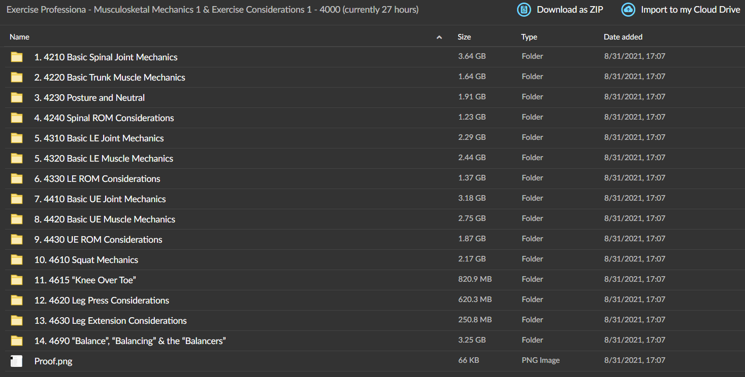 Exercise Professional - Musculosketal Mechanics 1 & Exercise Considerations 1 - 4000 (currently 27 hours)