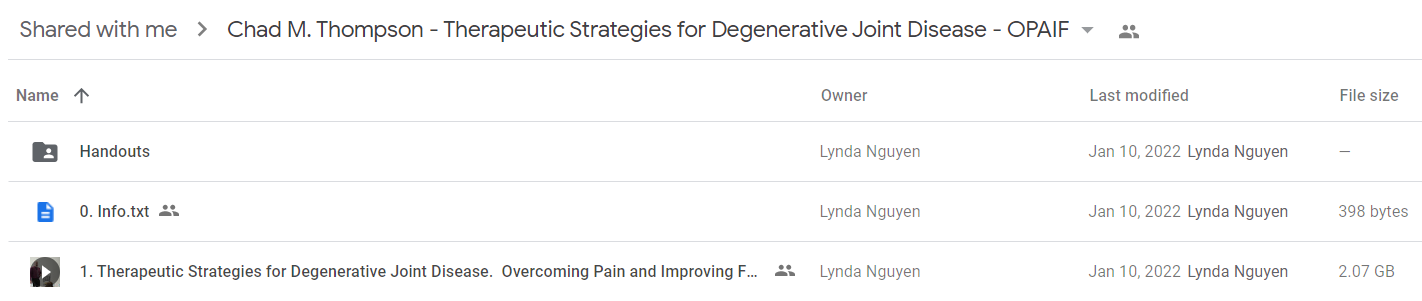 Chad M. Thompson - Therapeutic Strategies for Degenerative Joint Disease - OPAIF