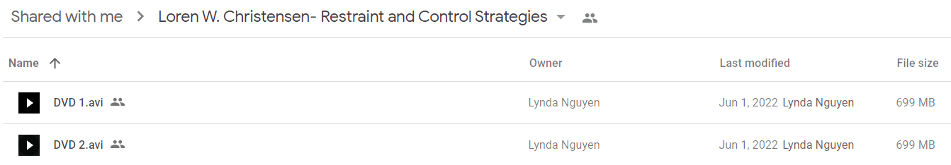 Loren W. Christensen- Restraint and Control Strategies