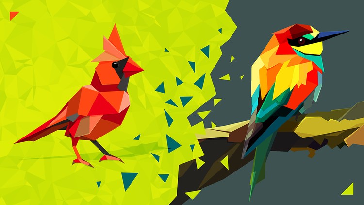 Andrey Bzhitskikh - Triangulated Bird: Origami Styled Bird in Adobe Illustrator