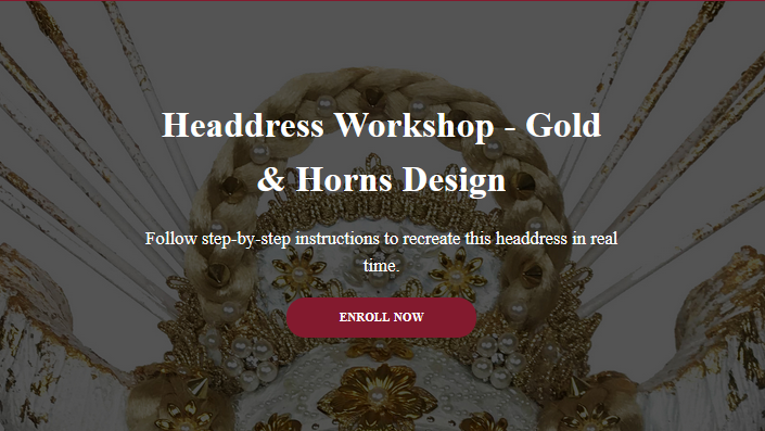 Anja Yamaji Art - Headdress Workshop - Gold & Horns Design