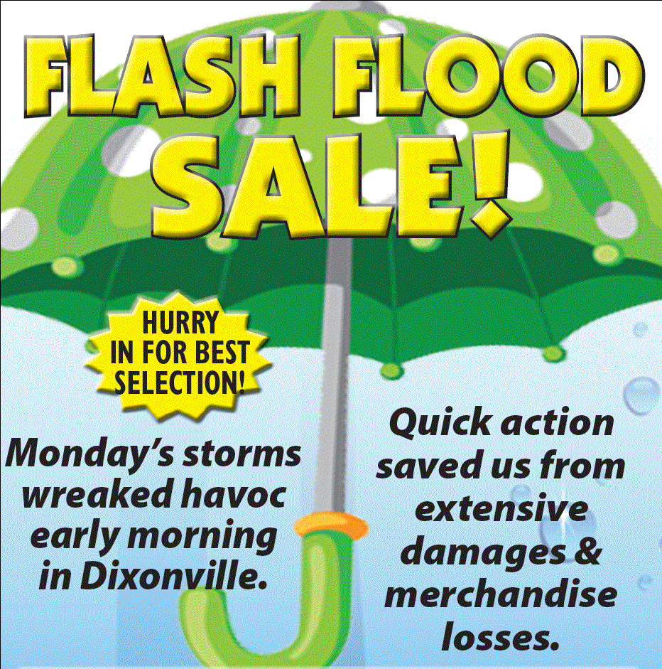 FLASH FLOOD SALE