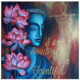 Shilpa Lalit - HOW TO PAINT BUDDHA IN RED AND GOLD INSPIRED BY THE AFFIRMATIONS - I AM, I AM, I AM