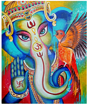 Shilpa Lalit - HOW TO PAINT LORD GANESHA WITH THE RED BIRD