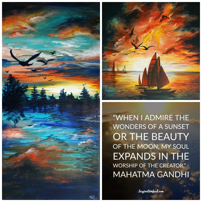 Shilpa Lalit - HOW TO PAINT TWO BEAUTIFUL SUNSET ACRYLIC PAINTINGS