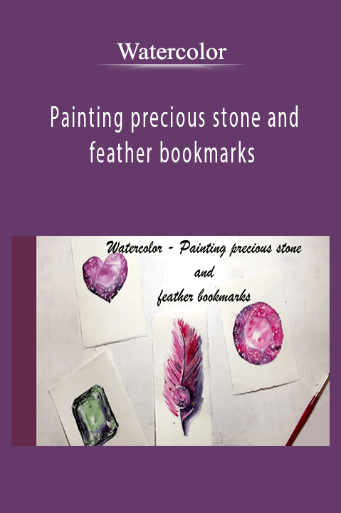 Painting precious stone and feather bookmarks – Watercolor