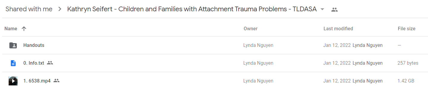 Kathryn Seifert - Children and Families with Attachment Trauma Problems - TLDASA