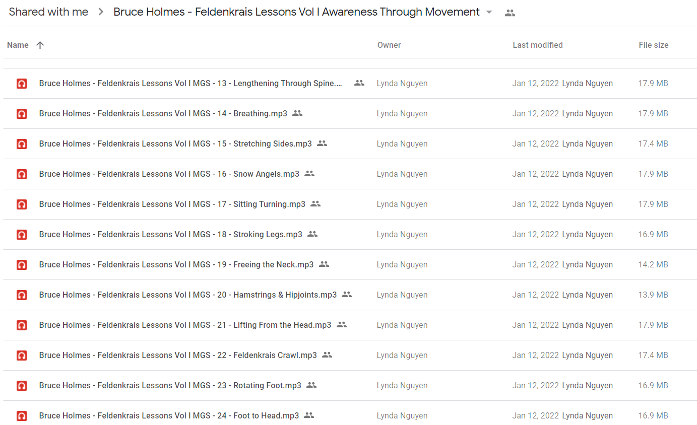 Bruce Holmes - Feldenkrais Lessons Vol I Awareness Through Movement