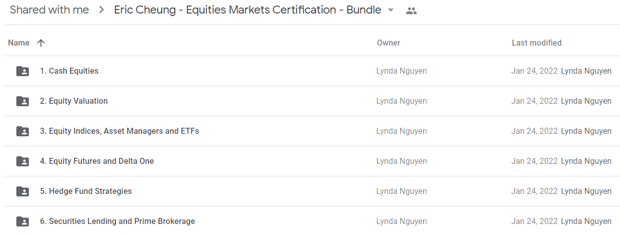 Eric Cheung - Equities Markets Certification - Bundle