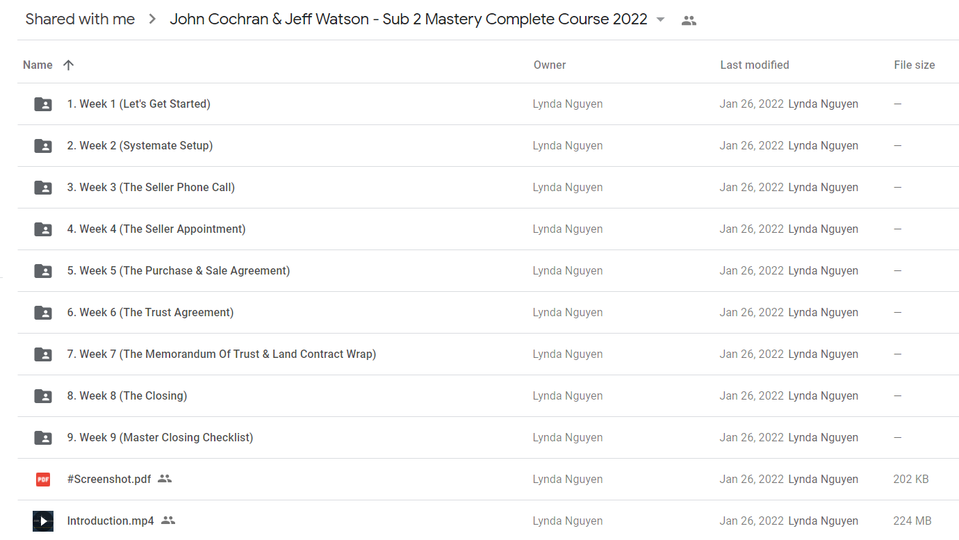 John Cochran & Jeff Watson - Sub 2 Mastery Complete Course 2022