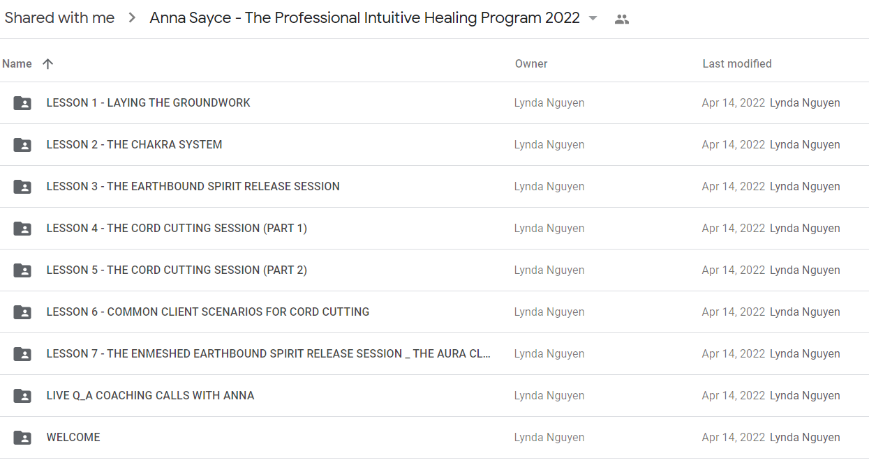 Anna Sayce - The Professional Intuitive Healing Program 2022