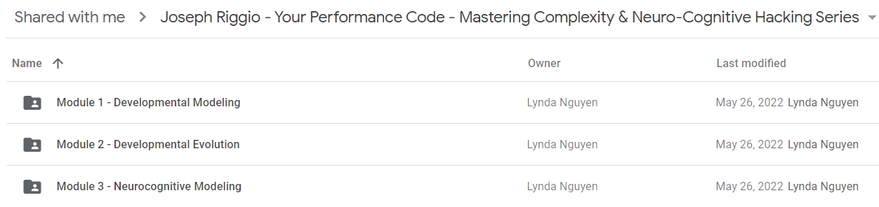 Joseph Riggio - Your Performance Code - Mastering Complexity & Neuro-Cognitive Hacking Series