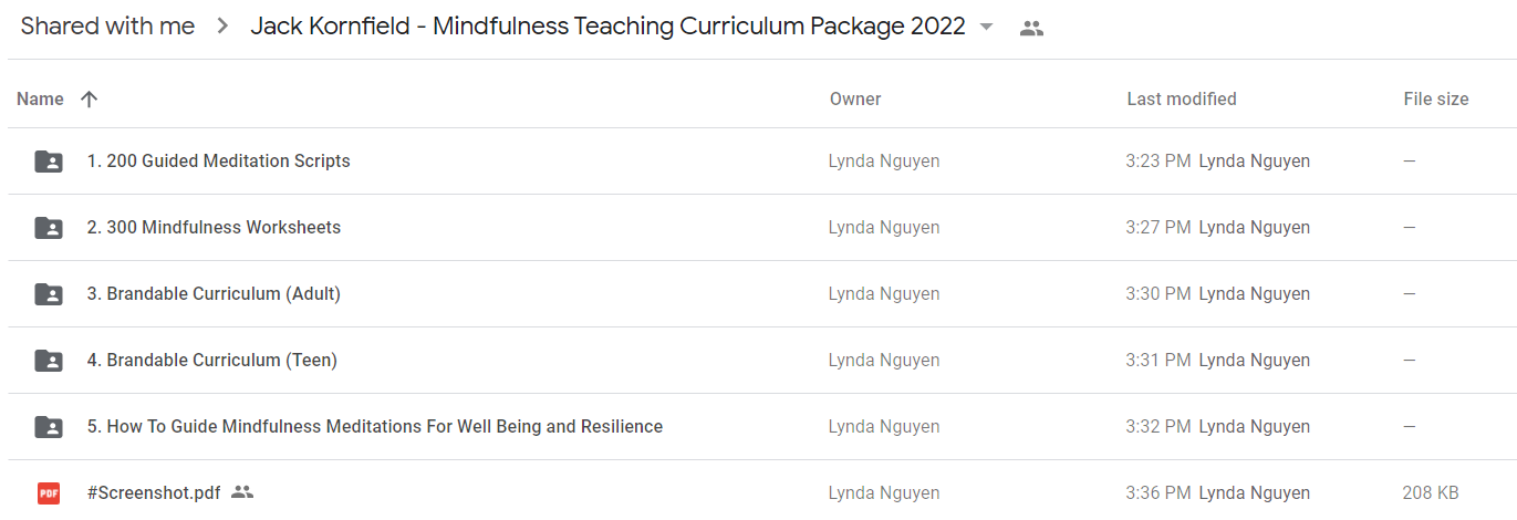 Jack Kornfield - Mindfulness Teaching Curriculum Package 2022