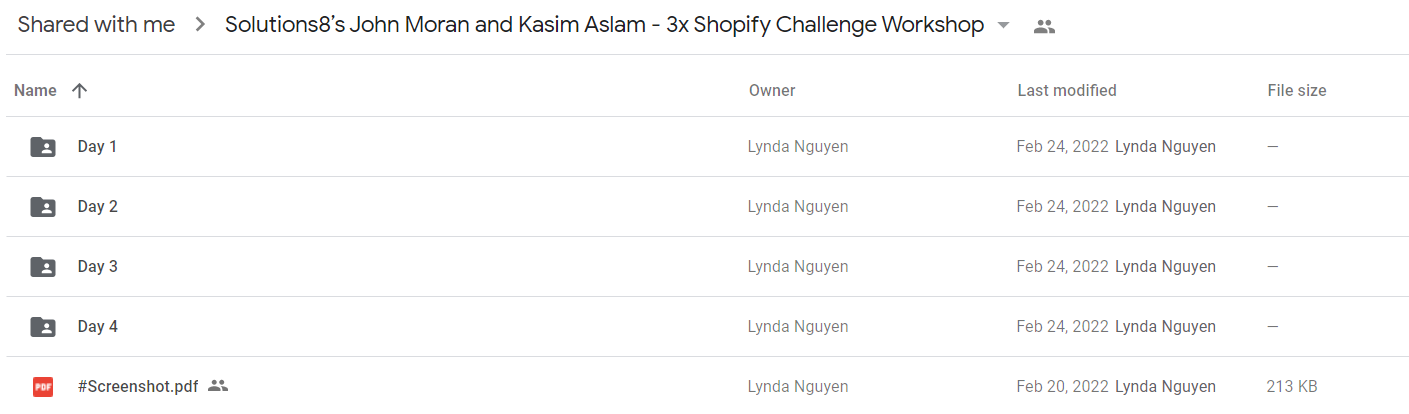 Solutions8’s John Moran and Kasim Aslam - 3x Shopify Challenge Workshop